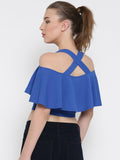 Blue Frilled Strappy Crop Top5