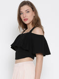 Black Frilled Strappy Crop Top5