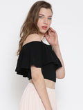 Black Frilled Strappy Crop Top4