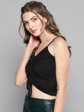 Black Rouched Sleeveless Crop Top4