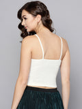 White Front Knot Strappy Crop Top2