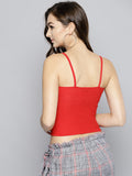 Red Twist Knot Strappy Crop Top2