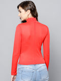 Red High Neck Full Sleeve Bodycon Top3
