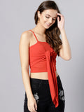 Rust Front Knot Strappy Crop Top1