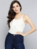 White Twist Knot Strappy Crop Top1