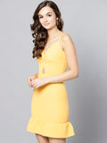 Yellow Knot Frilled Dress3