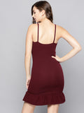 Maroon Knot Frilled Dress2