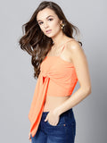 Peach Front Knot Strappy Crop Top5