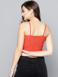 Rust Front Knot Strappy Crop Top3
