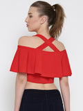 Red Frilled Strappy Crop Top2
