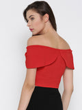Red Bow Front Bardot Crop Top4