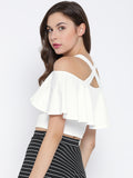 White Frilled Strappy Crop Top4