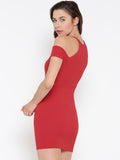 Red Cold Shoulder Bodycon Dress2