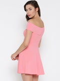 Pink Bandage Bardot Skater Dress4