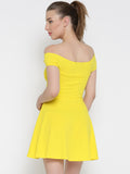 Yellow Bandage Bardot Skater Dress6