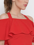 Red Frilled Strappy Crop Top3