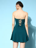 Dark Green Lace up Back Bodycon Dress