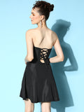 Black Lace up Back Bodycon Dress