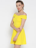 Yellow Bandage Bardot Skater Dress4