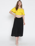 Yellow Frilled Strappy Crop Top4
