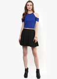 Royal Blue Textured Cold Shoulder Crop Top3