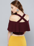 Maroon Frilled Strappy Crop Top3