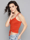 Red Rouched Sleeveless Crop Top4