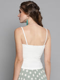 Off White Rouched Sleeveless Crop Top2
