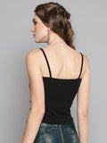Black Rouched Sleeveless Crop Top2