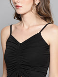 Black Rouched Sleeveless Crop Top3