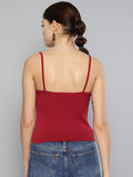 Maroon Rouched Sleeveless Crop Top2