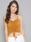 Mustard Rouched Sleeveless Crop Top1