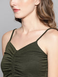 Olive Rouched Sleeveless Crop Top3