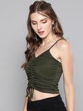 Olive Rouched Sleeveless Crop Top4