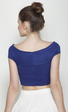 Blue Bandage Bardot Crop Top in Scuba Knit Fabric5