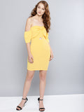 Yellow Cutout Bodycon Bow Bardot Dress5