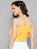 Yellow Halter Frilled Top2