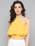 Yellow Halter Frilled Top4