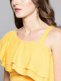 Yellow One Shoulder Frilled Top3