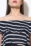 Blue and White Striped Layered Bardot Top6