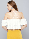 White Layered Frilled Cold Shoulder Top2