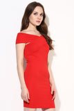 Red Textured Bandage Bardot Dress4