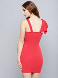 Red One Shoulder Frilled Bodycon Dress2