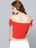 Red Shoulder Bow Bardot Top2