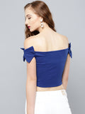 Royal Blue Shoulder Bow Bardot Top2
