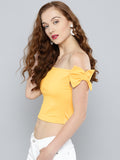 Yellow Shoulder Bow Bardot Top4