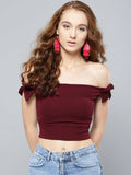 Maroon Shoulder Bow Bardot Top3