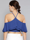 Blue Layered Frill Cold Shoulder Top2