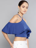 Blue Layered Frill Cold Shoulder Top5