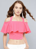 Pink Frilled Strappy Crop Top1